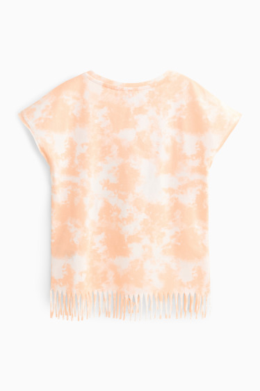 Kinder Mädchen - CapyFun - Kurzarmshirt - gemustert - weiss / orange