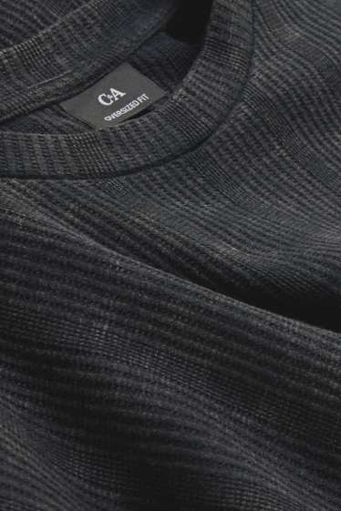 Men - T-shirt - oversized - ribbed - black