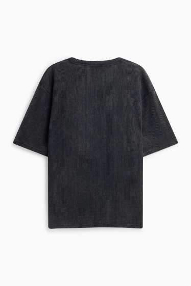 Men - T-shirt - oversized - ribbed - black