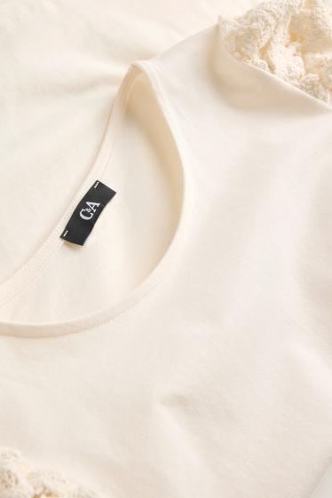 Damen - T-Shirt - Regular Fit - cremeweiss