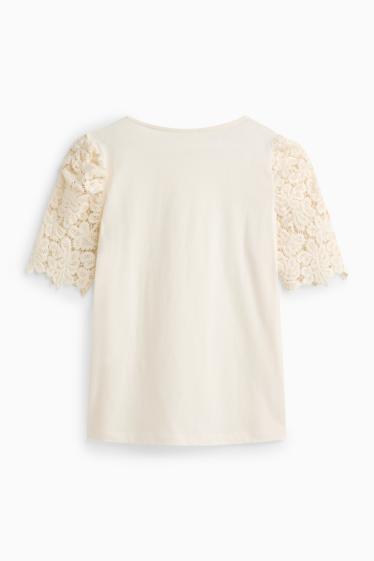 Damen - T-Shirt - Regular Fit - cremeweiss