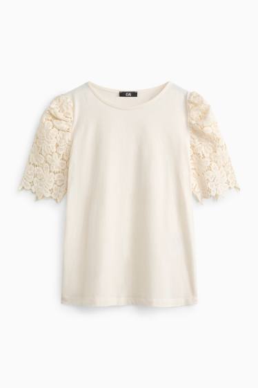 Damen - T-Shirt - Regular Fit - cremeweiss