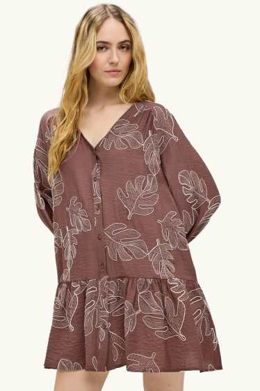 Femmes - Robe - à motif - marron