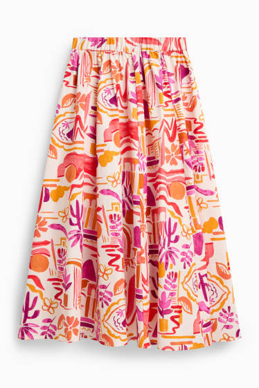 Damen - Rock - gemustert - rot / cremeweiß