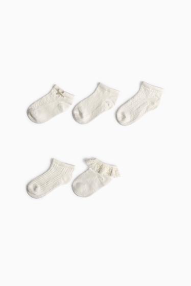 Bébés filles - Lot de 5 paires - socquettes pour bébé - blanc