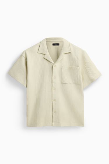 Hommes - Chemise - relaxed fit - col à revers - finition texturée - crème