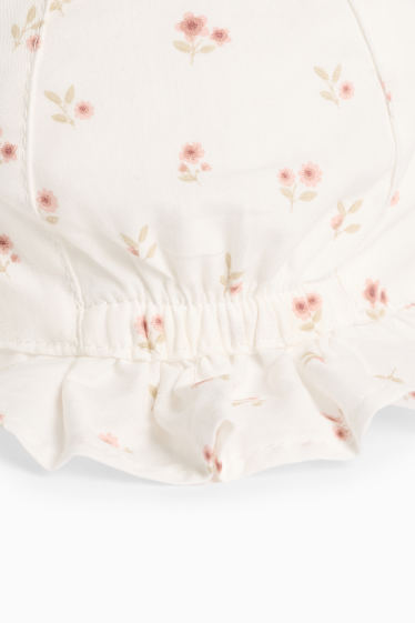 Miminka - dívky - Květiny - klobouček pro miminka - bílá