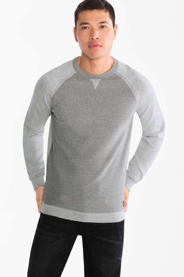 Hommes - Pull - blanc-chiné