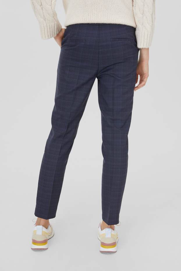Damen - Hose - kariert - dunkelblau