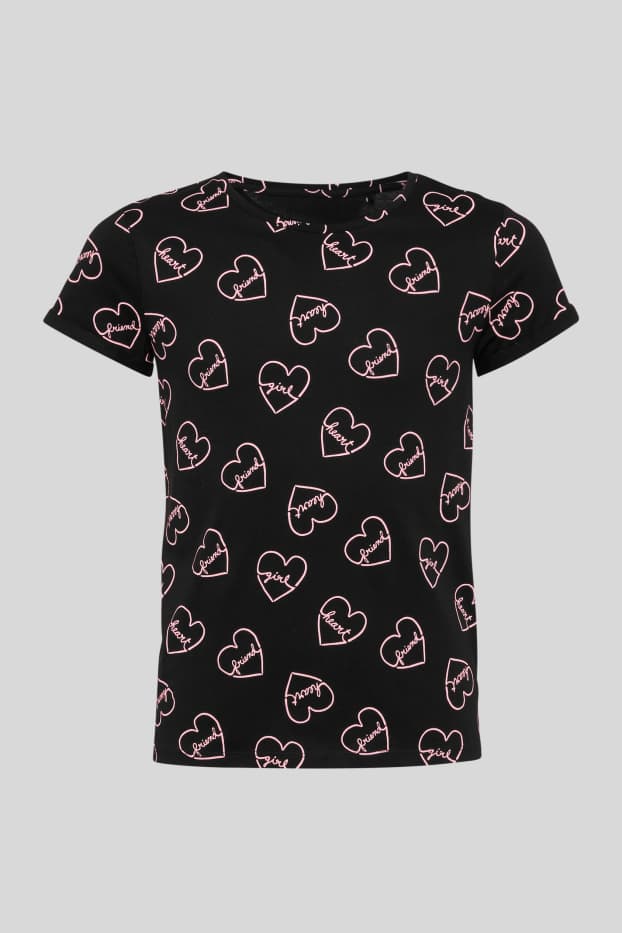Children Girls - Short sleeve T-shirt - black / rose