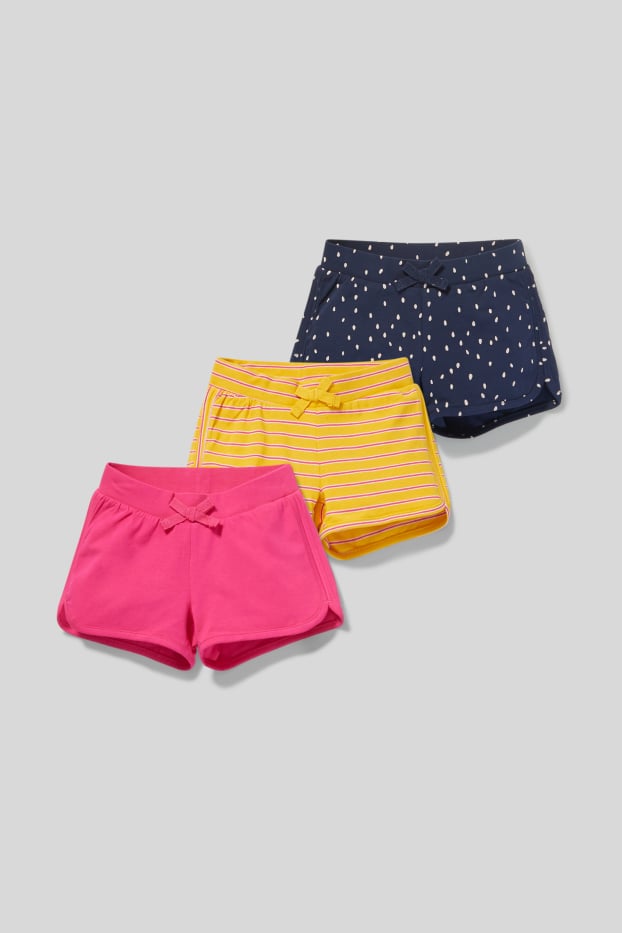 Enfants filles - Lot de 3 - short en molleton - bleu  / or