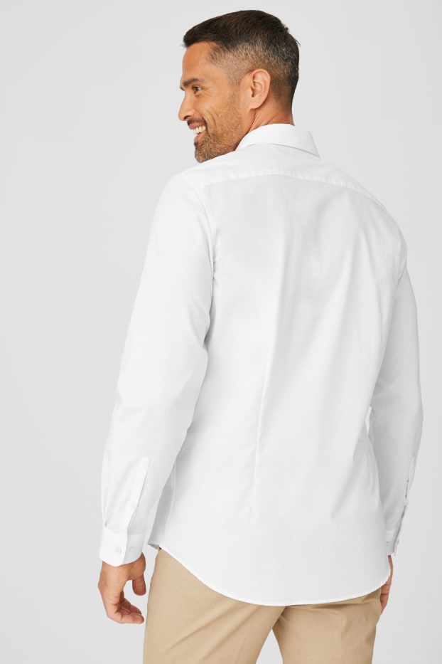Hommes - Chemise de bureau - slim fit - col kent - facile à repasser - blanc