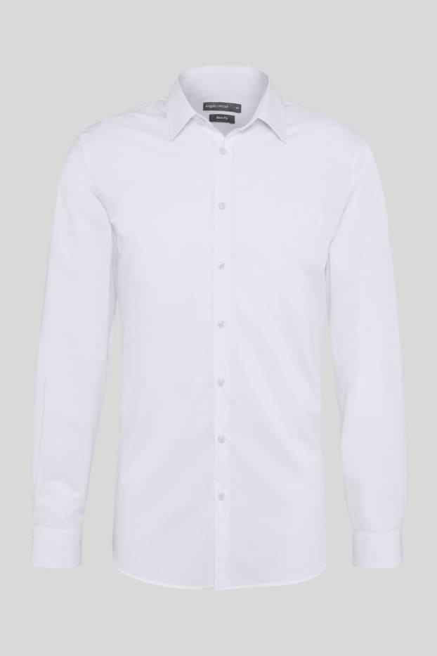 Hommes - Chemise de bureau - slim fit - col kent - facile à repasser - blanc