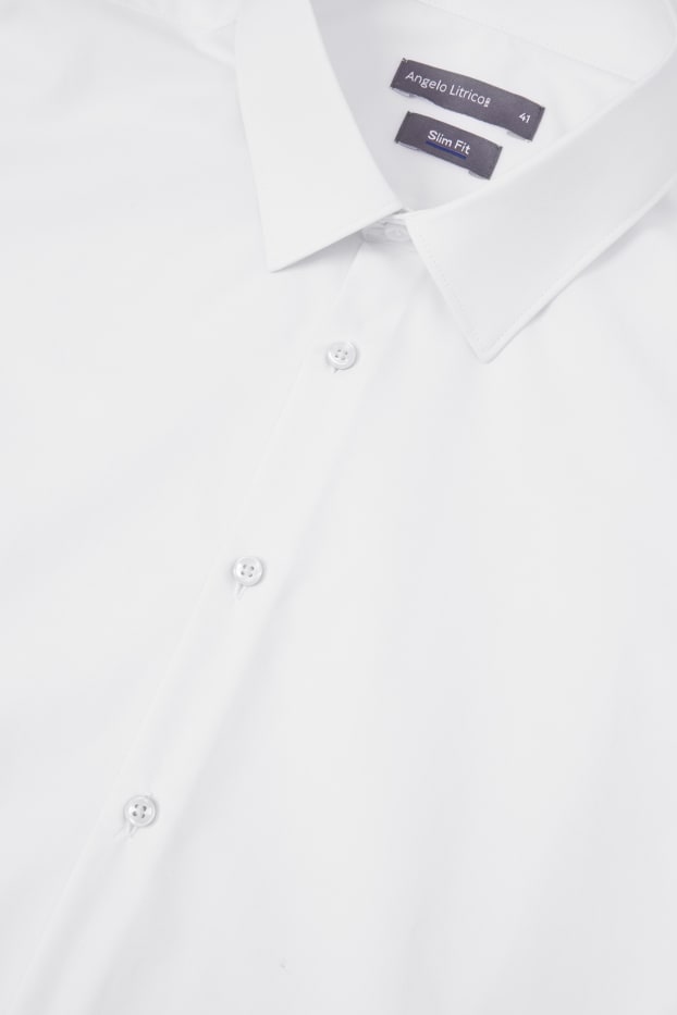 Hommes - Chemise de bureau - slim fit - col kent - facile à repasser - blanc