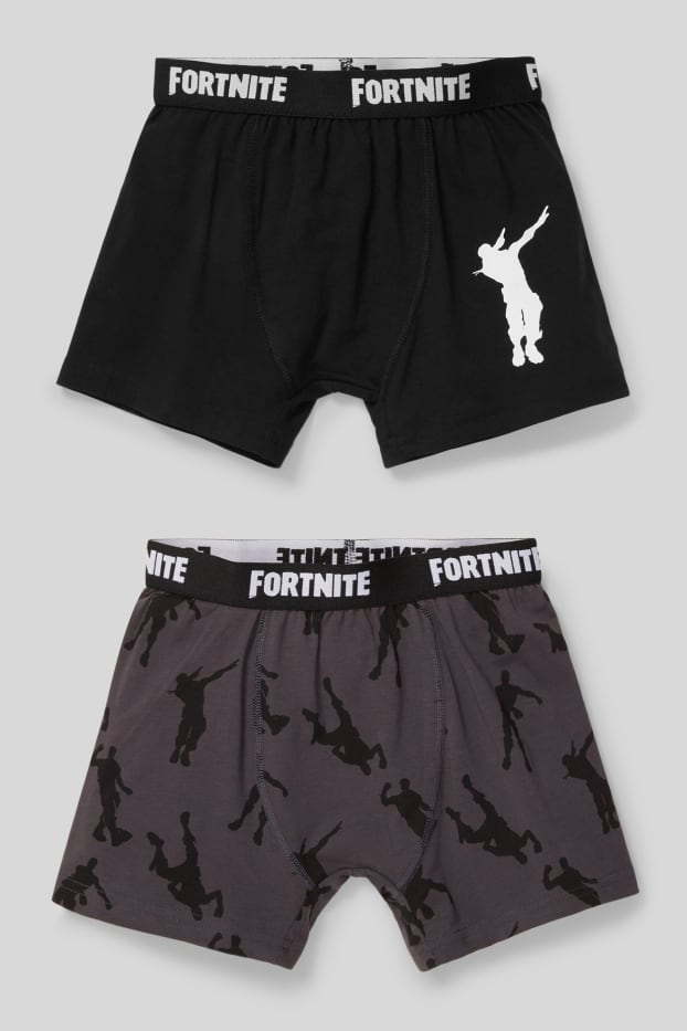 Enfants garçons - Lot de 2 - Fortnite - boxers - noir / gris