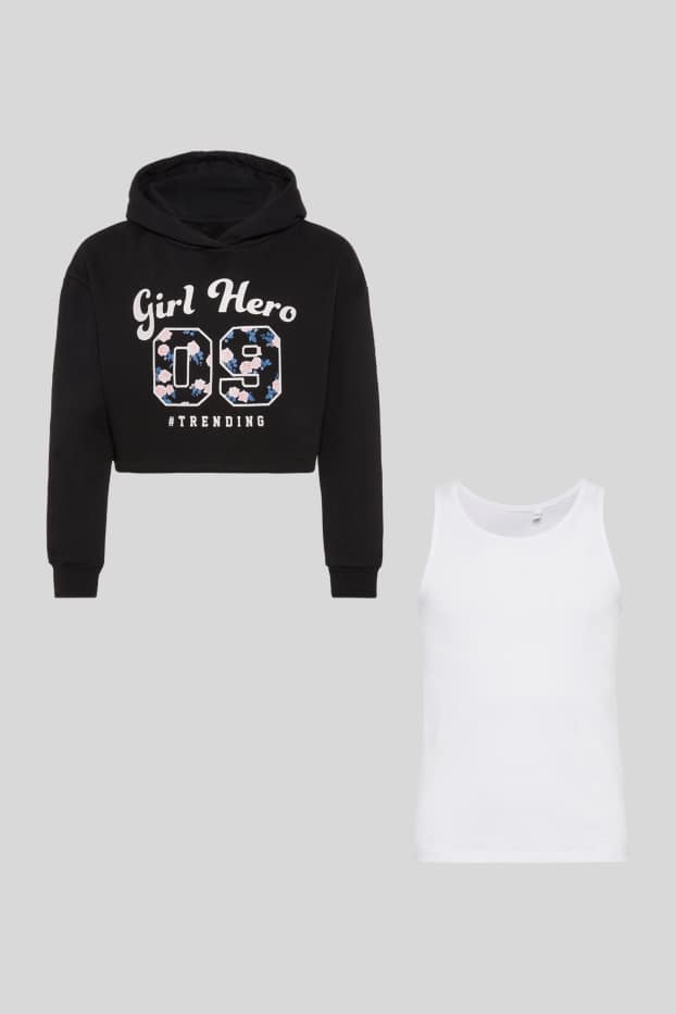 Kinder Mädchen - Set - Sweatshirt und Top - 2 teilig - dunkelblau