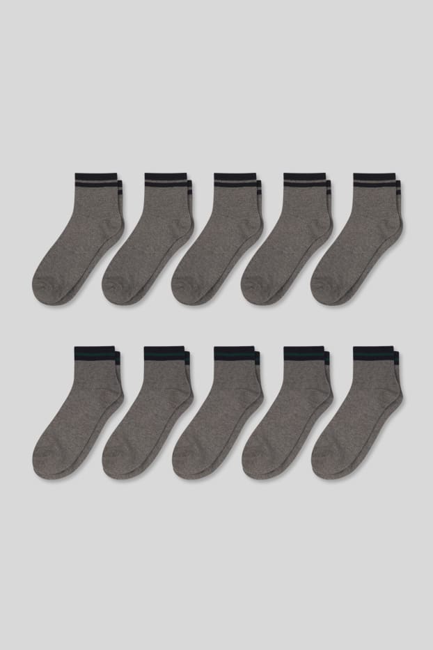 Heren - Set van 10 - sneakersokken - grijs