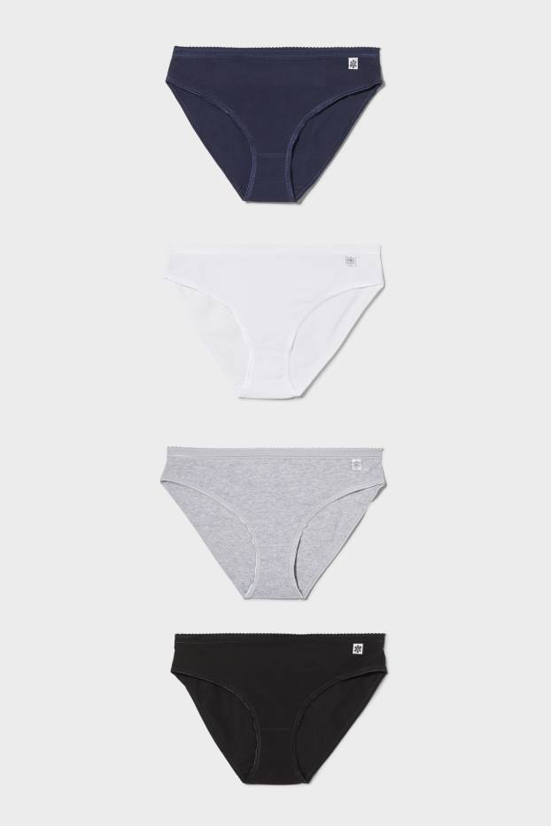 Women - Multipack of 4 - briefs - dark blue / white