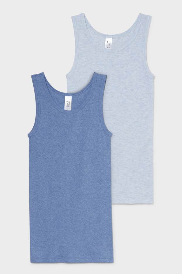 Kinder Mädchen - Multipack 2er - Singlet - hellblau-melange