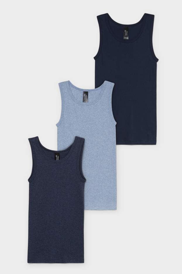 Kinderen: jongens - Set van 3 - hemdje - blauw-mix