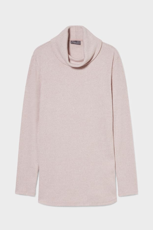 Damen - Rollkragenpullover - hellrosa