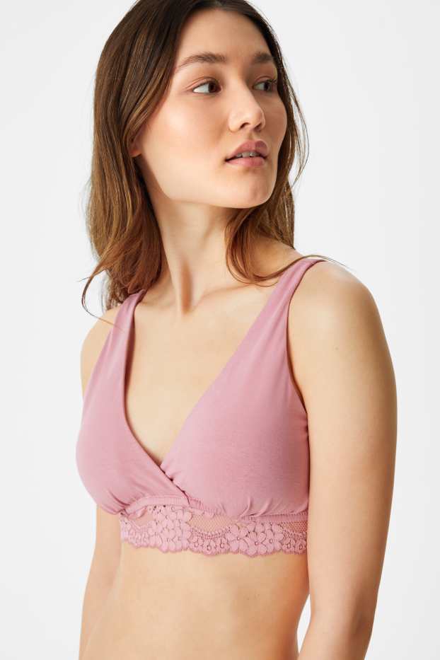 Women - Nursing bra  - padded - dark rose