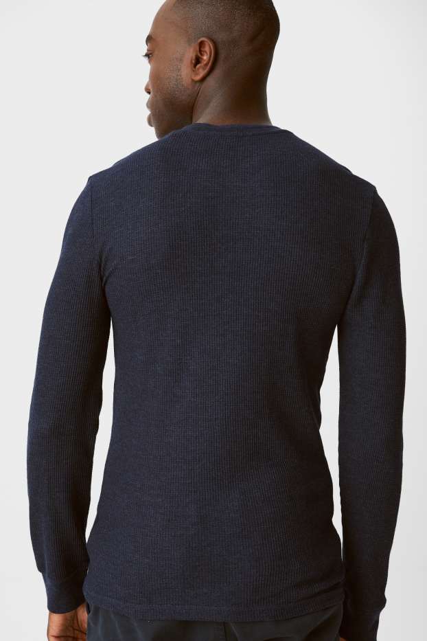 Heren - Set van 2 - longsleeve - grijs / donkerblauw