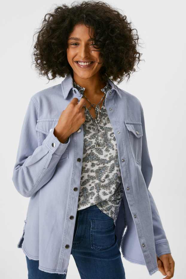 Damen - Shacket - hellblau