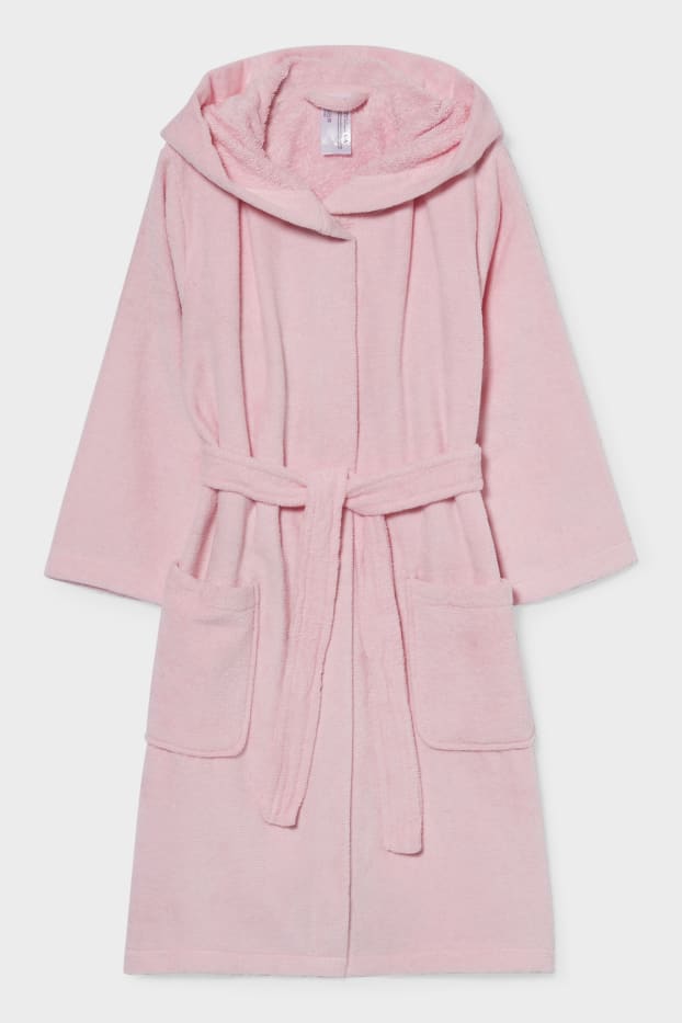 Kinder Mädchen - Bademantel mit Kapuze - rosa