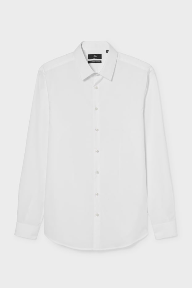 Hommes - Chemise de bureau - slim fit - col kent - facile à repasser - blanc