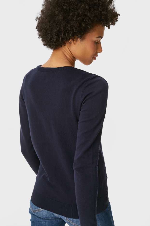 Femmes - Gilet basique en maille - bleu foncé