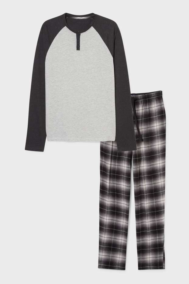 Hommes - Pyjama avec pantalon en flanelle - gris / noir