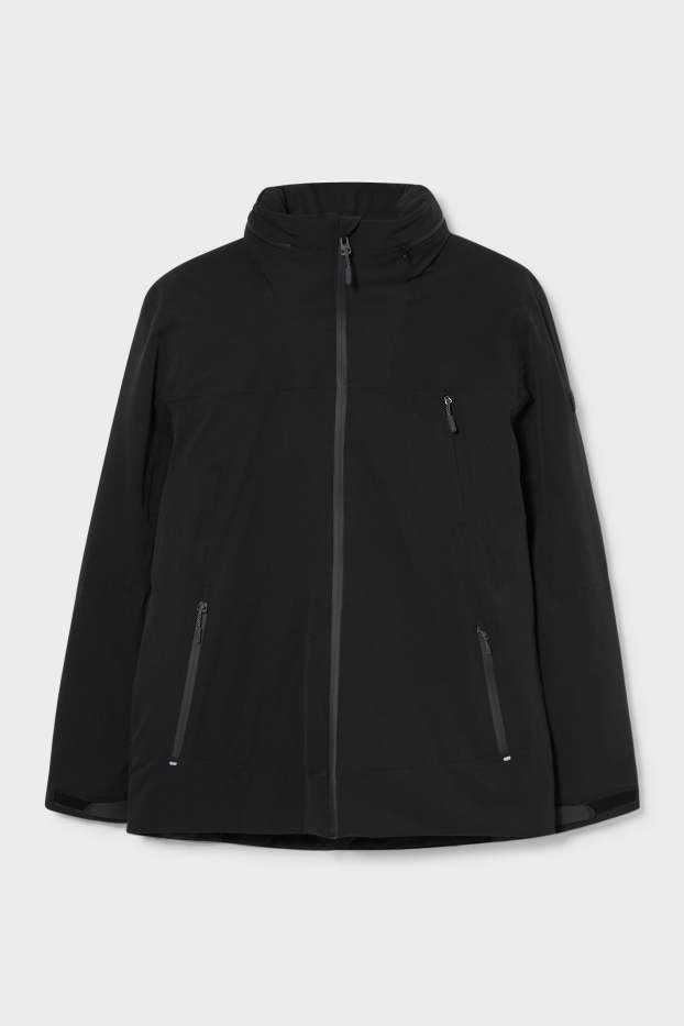 Men - Rain jacket with hood - black