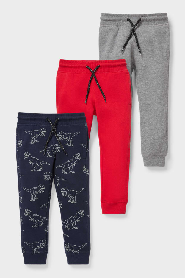 Enfants garçons - Lot de 3 - pantalon de jogging - rouge / bleu