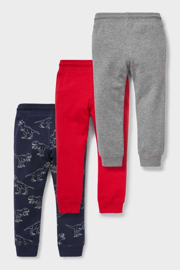 Enfants garçons - Lot de 3 - pantalon de jogging - rouge / bleu