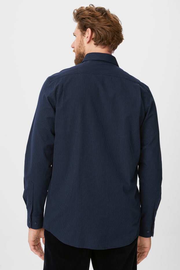 Uomo - Camicia business - regular fit - collo all'italiana - facile da stirare - blu scuro