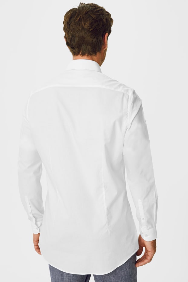 Hommes - Chemise de bureau - slim fit - manches ultralongues - facile à repasser - blanc