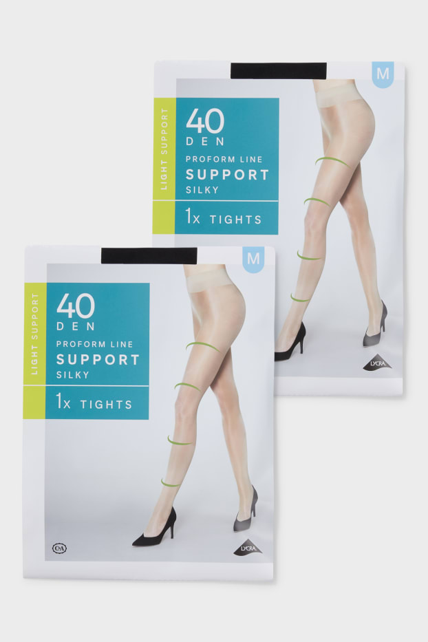 Damen - Multipack 2er - Feinstrumpfhose - 40 DEN - schwarz