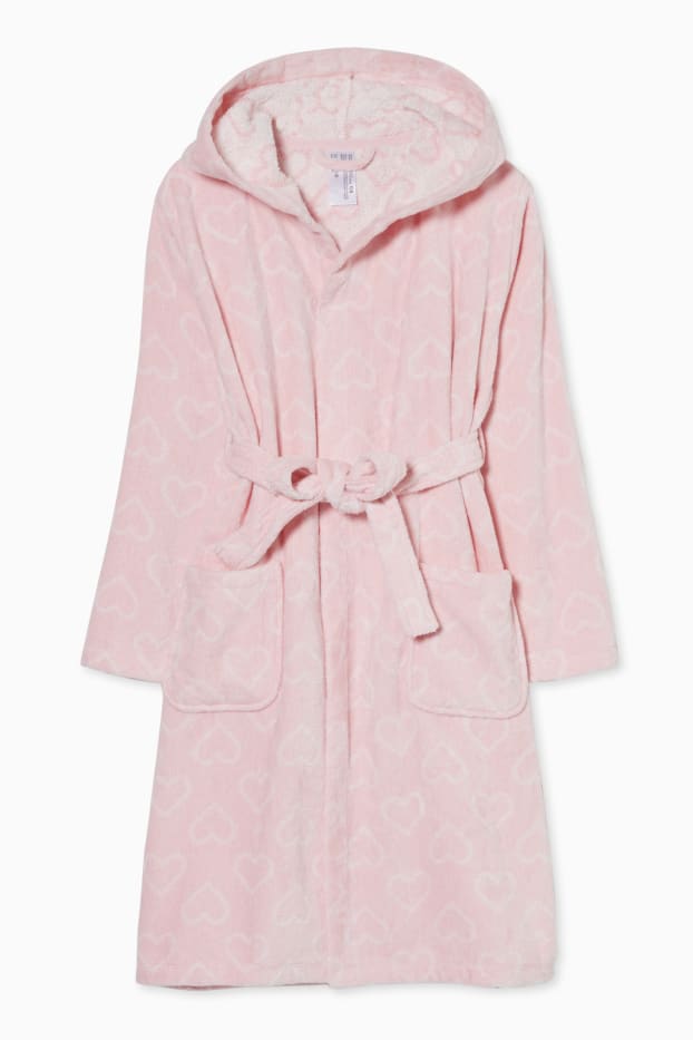 Bambine - Accappatoio in spugna con cappuccio - rosa
