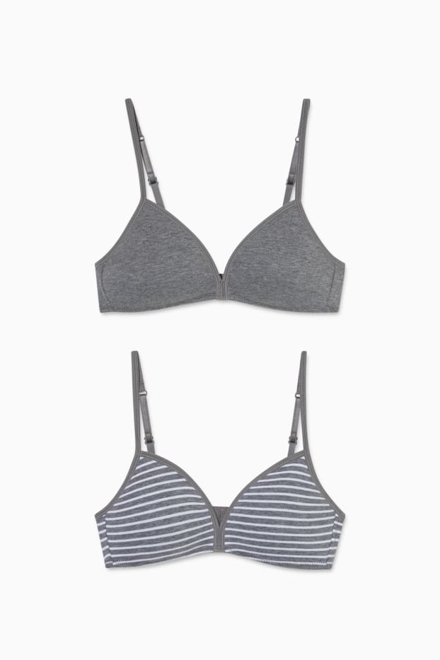 Enfants filles - Lot de 2 - soutien-gorge sans armatures - ampliformes - gris chiné