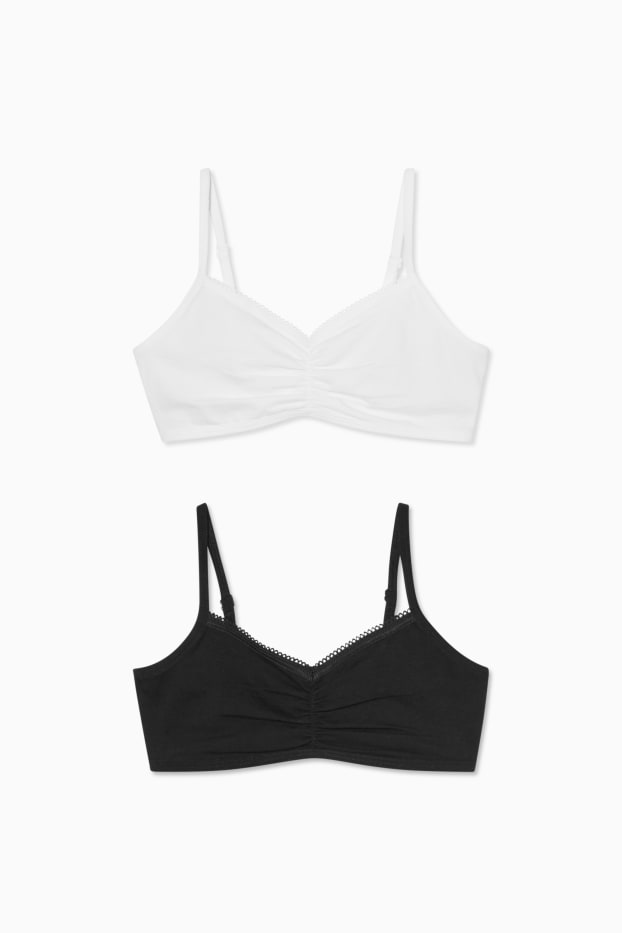 Enfants filles - Lot de 2 - brassières - blanc / noir