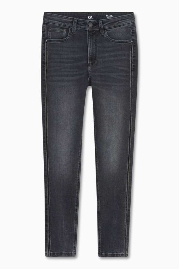 Women - Skinny jeans - high waist - denim-dark gray