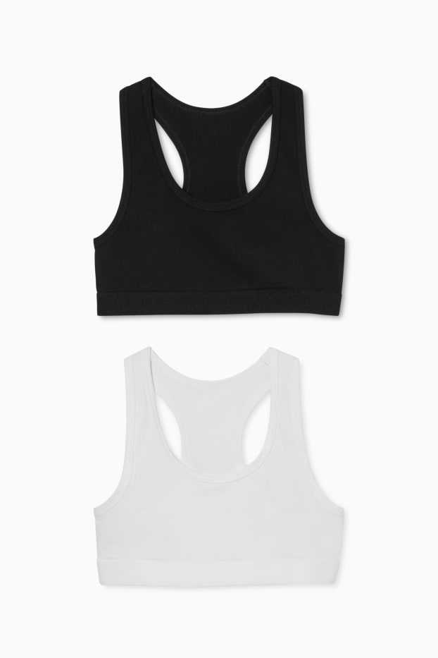 Enfants filles - Lot de 2 - brassières - blanc / noir