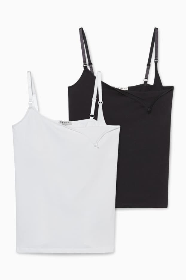Donna - Confezione da 2 - top per allattamento - bianco / nero