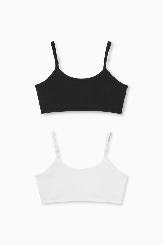Enfants filles - Lot de 2 - brassières - noir / blanc