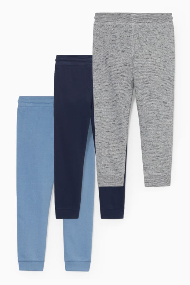 Kinderen: jongens - Set van 3 - joggingbroek - blauw / donkerblauw