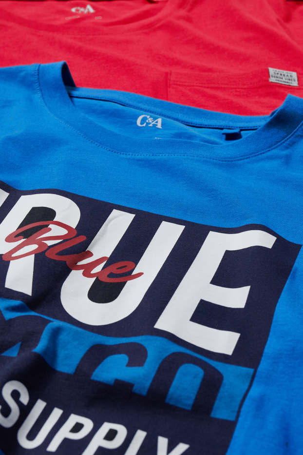 Uomo - Confezione da 2 - t-shirt - rosso / blu