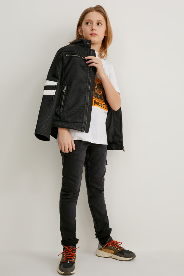 Kinder Buben - Skinny Jeans - schwarz