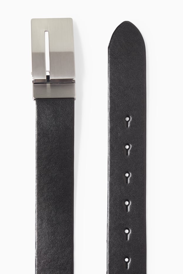 Hommes - Ceinture en cuir réversible - noir