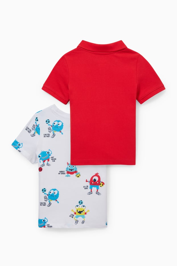Niños: niños - Set - polo y camiseta de manga corta - 2 piezas - rojo